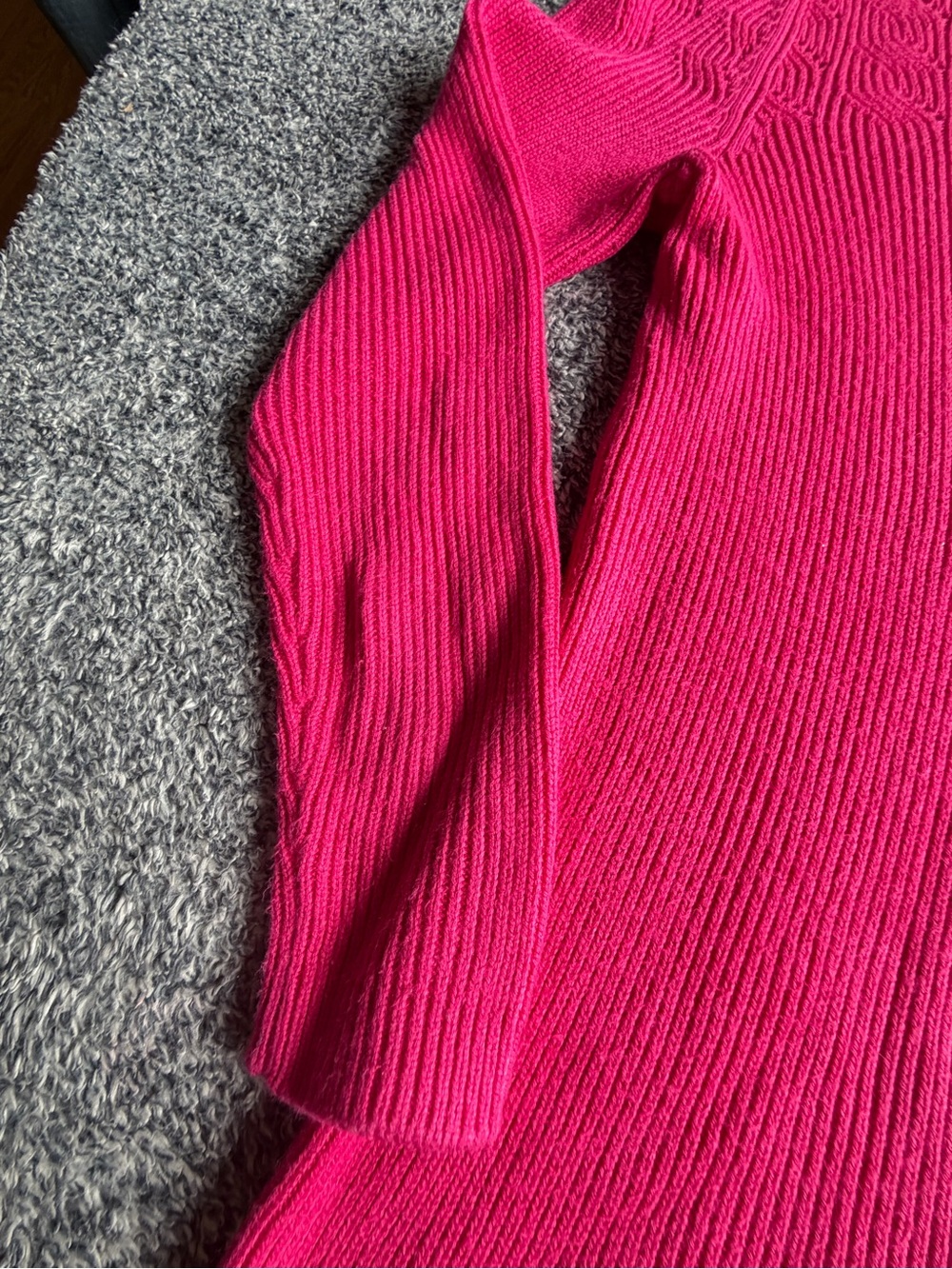 Talbots Hot Pink Crewneck Sweater with Gold Floral Buttons - Picture 4 of 11